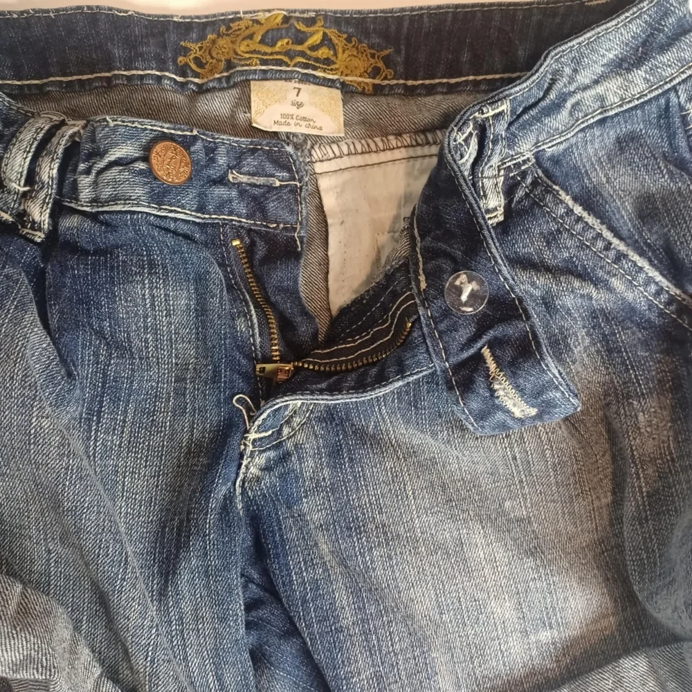Lola Jean Shorts Womens 7‎ Y2K Roll Up Cuffs Pockets Mom Jeans